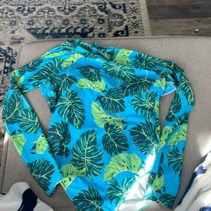 Rashguard One Piece Swimsuit in Monstera Floral